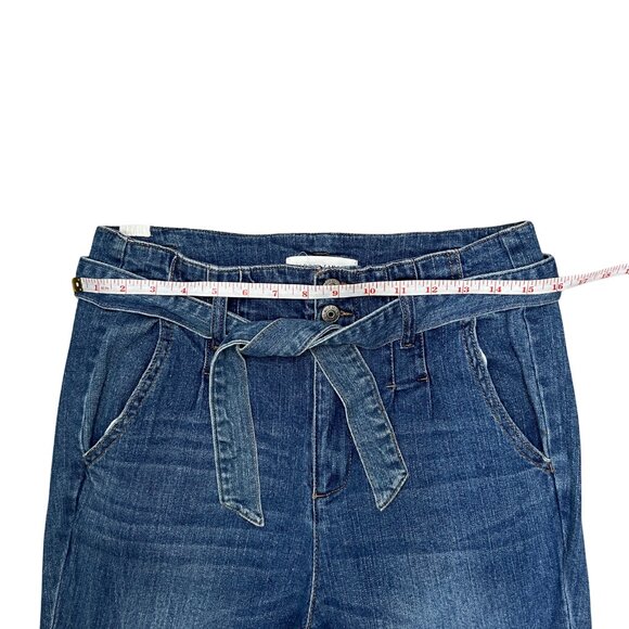 Almost Famous Y2K Juniors Size 11 High Rise Flare Jeans Blue Denim Tie Belt - Picture 4 of 14